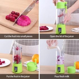 Portable USB Rechargeable Fruit Blender Juice Mixer Maker 380ml - Blue - Image 7