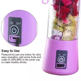 Portable USB Rechargeable Fruit Blender Juice Mixer Maker 380ml - Blue - Image 5