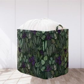100L Laundry Basket Rectangle Foldable Bin Waterproof Drawstring Extra Large - Green Leaf