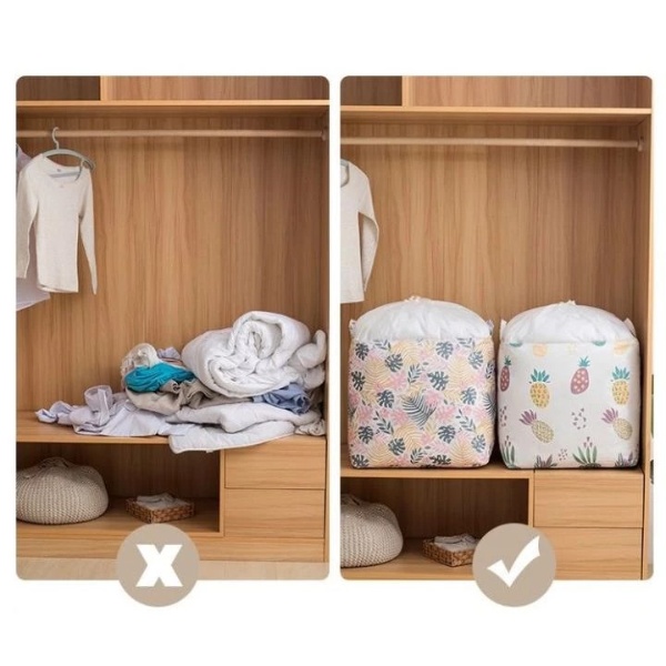 100L Laundry Basket Rectangle Foldable Bin Waterproof Drawstring Extra Large - Black Grid