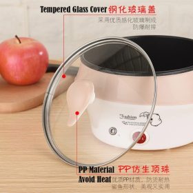 3 Pin Plug Electric Non-Stick Ceramic Frying Pan Rice Portable Mini Rice Cooker Pot - Pink - Image 2