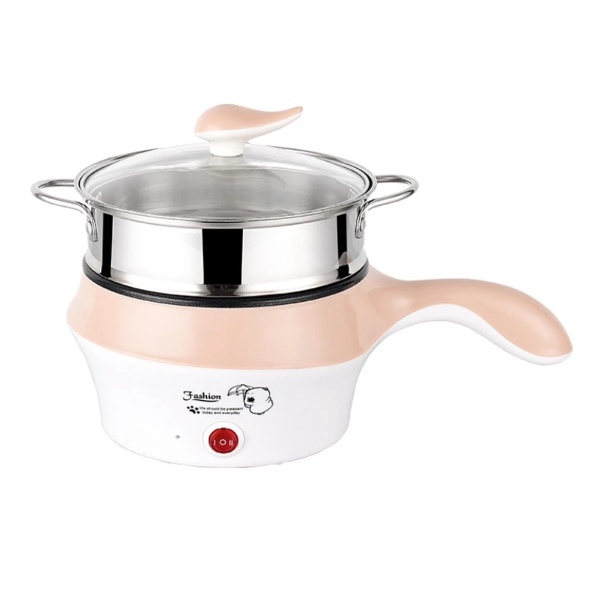 3 Pin Plug Electric Non-Stick Ceramic Frying Pan Rice Portable Mini Rice Cooker Pot - Khaki