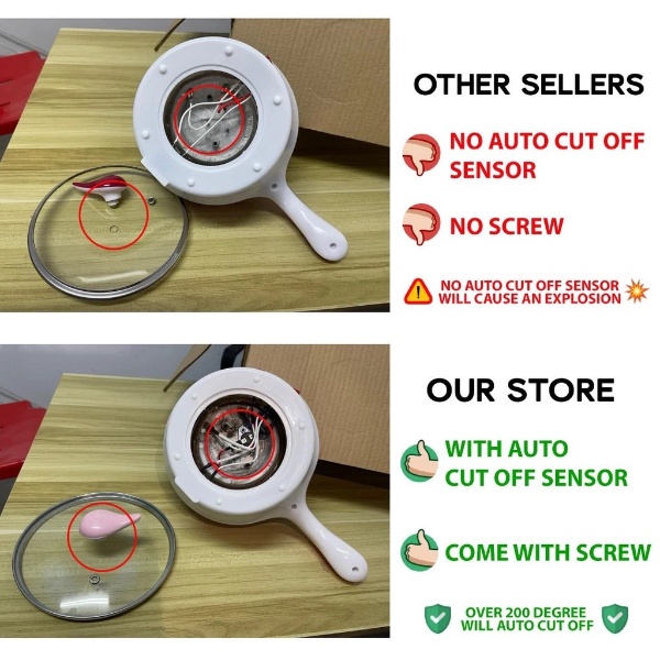 3 Pin Plug Electric Non-Stick Ceramic Frying Pan Rice Portable Mini Rice Cooker Pot - Pink