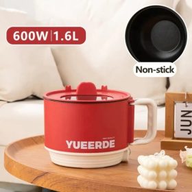 Original Electric Cooker with Malaysia 3 pin Cable Student Dormitory Noodle Heating Small Power Wok Electric - Red - Image 1