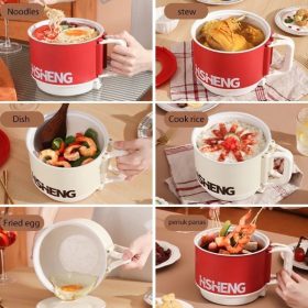 Original Electric Cooker with Malaysia 3 pin Cable Student Dormitory Noodle Heating Small Power Wok Electric - White - Image 4