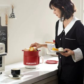 Original Electric Cooker with Malaysia 3 pin Cable Student Dormitory Noodle Heating Small Power Wok Electric - White - Image 3