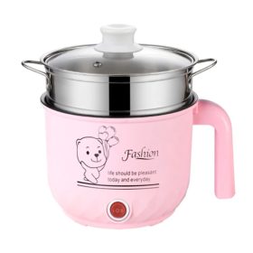 1.8L Non-Stick Electric Pot / Mini Rice Cooker with Steamer Frying Pan Electric Cooker Cooking - Pink - Image 1