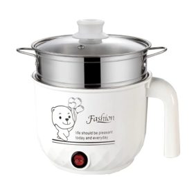 1.8L Non-Stick Electric Pot / Mini Rice Cooker with Steamer Frying Pan Electric Cooker Cooking - White - Image 1