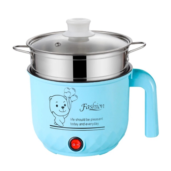 1.8L Non-Stick Electric Pot / Mini Rice Cooker with Steamer Frying Pan Electric Cooker Cooking - Blue