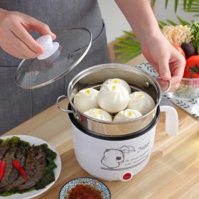1.8L Non-Stick Electric Pot / Mini Rice Cooker with Steamer Frying Pan Electric Cooker Cooking - Green - Image 6