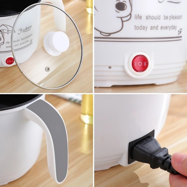 1.8L Non-Stick Electric Pot / Mini Rice Cooker with Steamer Frying Pan Electric Cooker Cooking - Purple