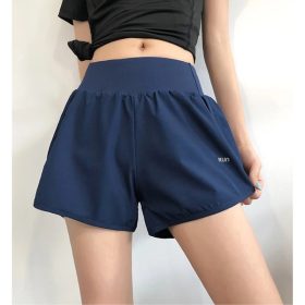 Women Running Shorts Elastic Waist Pocket Yoga Short Woman Sports Short Pink Gym Fitness Shorts Sportswear Ruby-SPPA3027 - Blue - Image 1