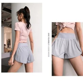 Women Running Shorts Elastic Waist Pocket Yoga Short Woman Sports Short Pink Gym Fitness Shorts Sportswear Ruby-SPPA3027 - Black - Image 6