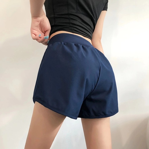 Women Running Shorts Elastic Waist Pocket Yoga Short Woman Sports Short Pink Gym Fitness Shorts Sportswear Ruby-SPPA3027 - Black