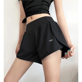 Women Running Shorts Elastic Waist Pocket Yoga Short Woman Sports Short Pink Gym Fitness Shorts Sportswear Ruby-SPPA3027 - Black - Image 1