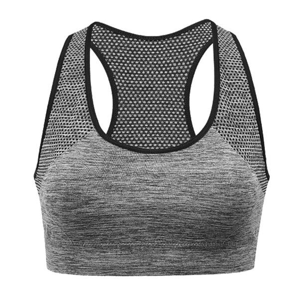 Sport Bra Seamless Bra Ultra Soft Sports Bra Yoga Bra Shockproof Wireless Protection Scoop Neckline Sleeveless - Grey