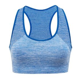 Sport Bra Seamless Bra Ultra Soft Sports Bra Yoga Bra Shockproof Wireless Protection Scoop Neckline Sleeveless - Blue