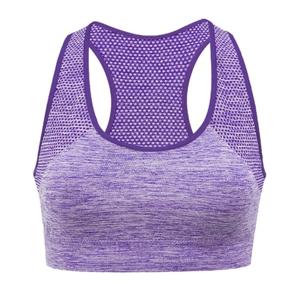 Sport Bra Seamless Bra Ultra Soft Sports Bra Yoga Bra Shockproof Wireless Protection Scoop Neckline Sleeveless - Purple