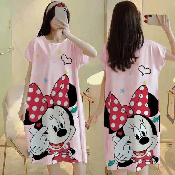 Women Pyjamas Free Size Sleepwear Cartoon Ice Silk Material Cool Material - Minnie Mouse