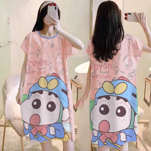 Women Pyjamas Free Size Sleepwear Cartoon Ice Silk Material Cool Material - Shin Chan