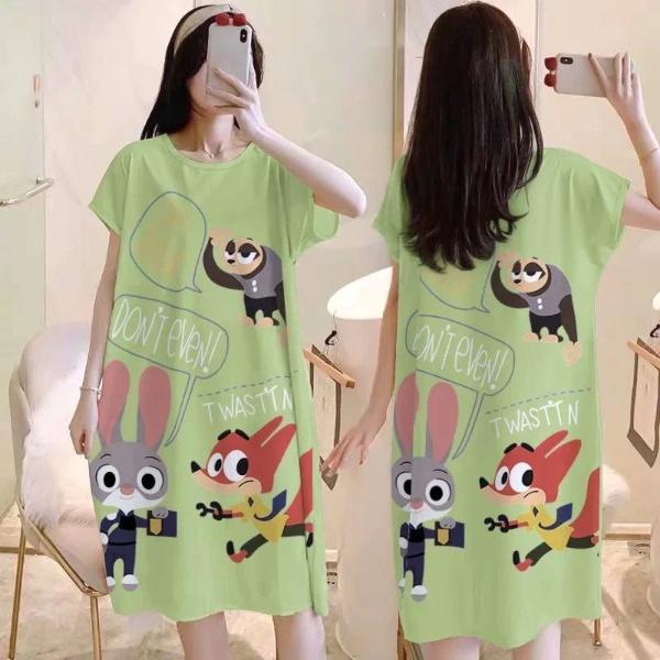 Women Pyjamas Free Size Sleepwear Cartoon Ice Silk Material Cool Material - Zootopia