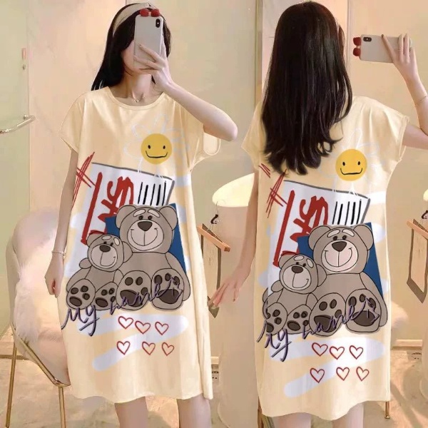 Women Pyjamas Free Size Sleepwear Cartoon Ice Silk Material Cool Material - Bear