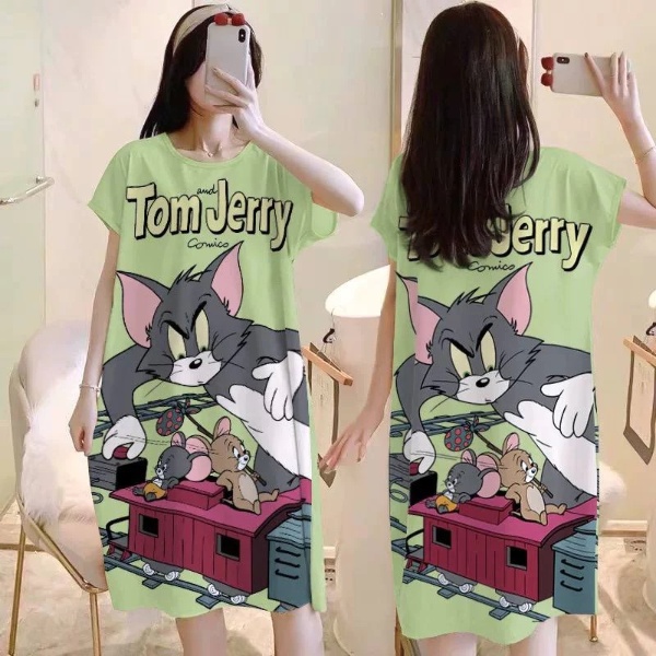 Women Pyjamas Free Size Sleepwear Cartoon Ice Silk Material Cool Material - Tom & Jerry