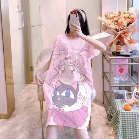 Women Pyjamas Free Size Sleepwear Cartoon Ice Silk Material Cool Material - Chibiusa - Image 1