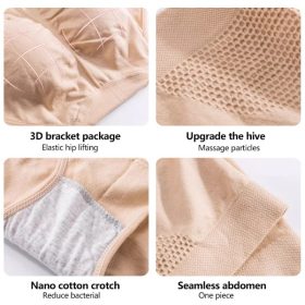 Seamless 3D honeycomb panties high waist slimming shaping underwear 108 - Pink - Image 8