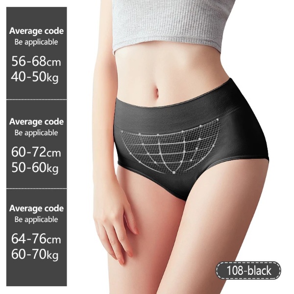 Seamless 3D honeycomb panties high waist slimming shaping underwear 108 - Black