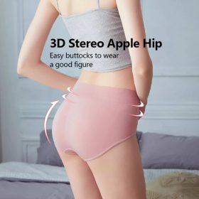 Seamless 3D honeycomb panties high waist slimming shaping underwear 108 - Pink - Image 6
