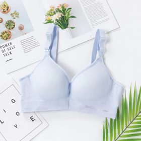 One Piece Nursing Bra Breastfeeding Pregnant Women Maternity Wirefree Push up - Blue - Image 1