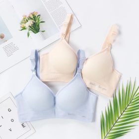 One Piece Nursing Bra Breastfeeding Pregnant Women Maternity Wirefree Push up - Blue - Image 2