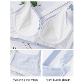 One Piece Nursing Bra Breastfeeding Pregnant Women Maternity Wirefree Push up - Blue - Image 8