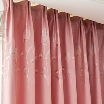 Blackout Shading Jacquard Curtains Sliding Door Curtain for Bedroom Living Room - Lily Pink