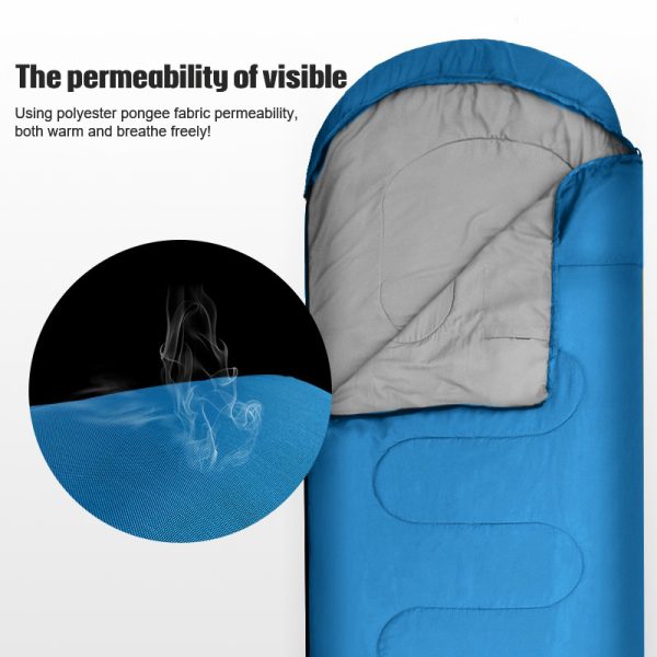Portable Waterproof Sleeping Bag Camping Portable Bed Outdoor Warm for Outdoor Camping Hiking Travel - Sky Blue Pillow