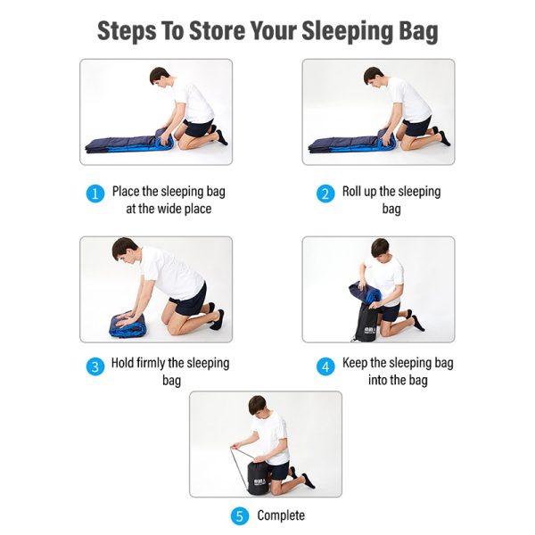 Portable Waterproof Sleeping Bag Camping Portable Bed Outdoor Warm for Outdoor Camping Hiking Travel - Sky Blue Pillow