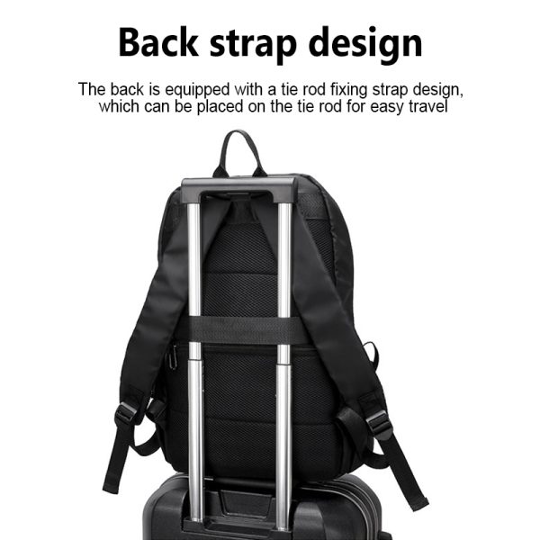 Large Capacity Backpack Waterproof Laptop Backpack Trendy Nylon USB Charging Travel Bag Casual - Black