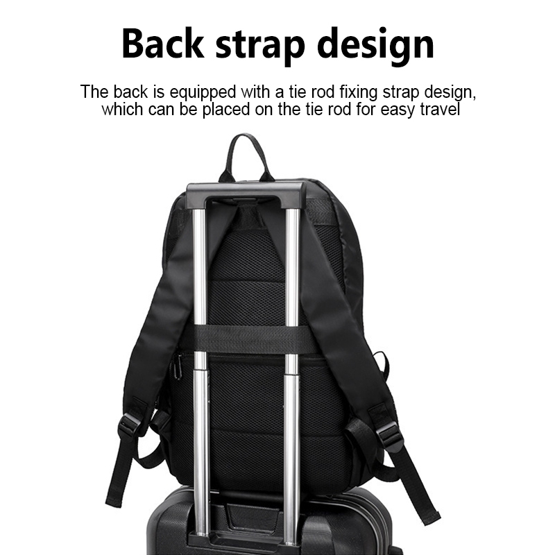 Large Capacity Backpack Waterproof Laptop Backpack Trendy Nylon USB Charging Travel Bag Casual - Black - Image 5
