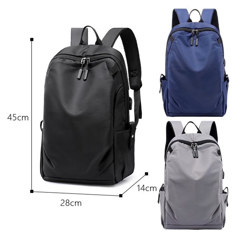 Large Capacity Backpack Waterproof Laptop Backpack Trendy Nylon USB Charging Travel Bag Casual - Black - Image 9