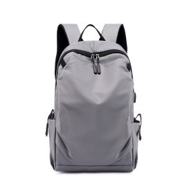 Large Capacity Backpack Waterproof Laptop Backpack Trendy Nylon USB Charging Travel Bag Casual - Grey