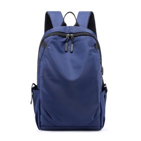 Large Capacity Backpack Waterproof Laptop Backpack Trendy Nylon USB Charging Travel Bag Casual - Blue