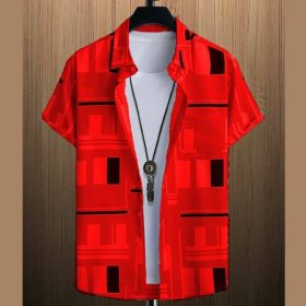 Simple Men's Shirts 3D Patchwork Printing High-Quality Men's Clothing Street Designer Short Sleeved Beach Party Hawaiian - OFSM11430 - Image 1