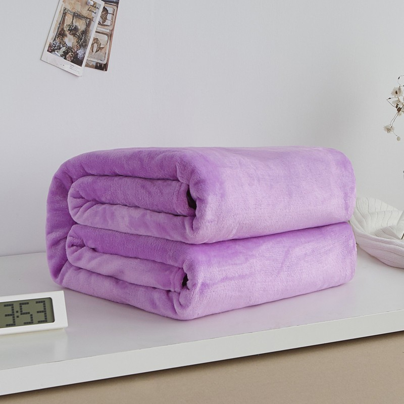 Plain Super Soft Perfect Warm Solid Color Microfiber Plush Fleece High Quality Blanket - Purple - Image 1