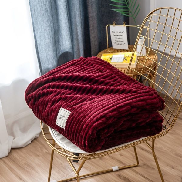 Big Size Flannel Velvet Plush Throw Blanket Sofa Silky And Comfortable Blanket - Red Wine