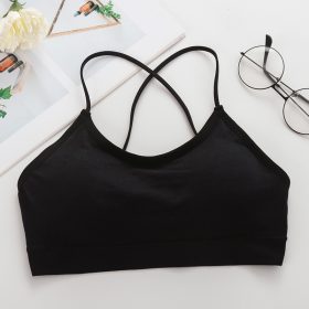 Sports Bra Fitness / Shapewear / Running / Yoga Lingerie,Cross Back Bra,Seamless Bra With Comfortable Cup,Thin Strap - Black