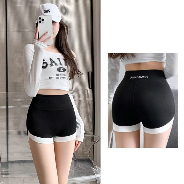SUPERFLOWER Comfortable High Waist Sharkskin Hot Shorts for Women Perfect for Yoga Running Outdoors - Black