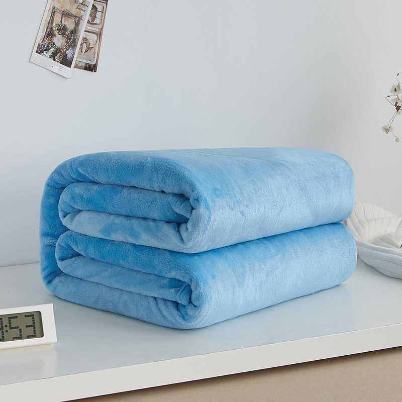 Plain Super Soft Perfect Warm Solid Color Microfiber Plush Fleece High Quality Blanket - Sky Blue - Image 1