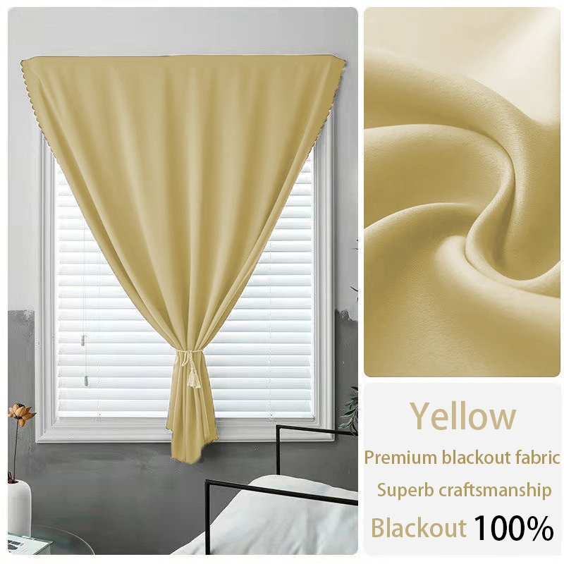 100% Blackout Curtain Blackout Living Room Bedroom Thermal Insulated - Yellow - Image 1