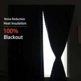 100% Blackout Curtain Blackout Living Room Bedroom Thermal Insulated - Blue - Image 3